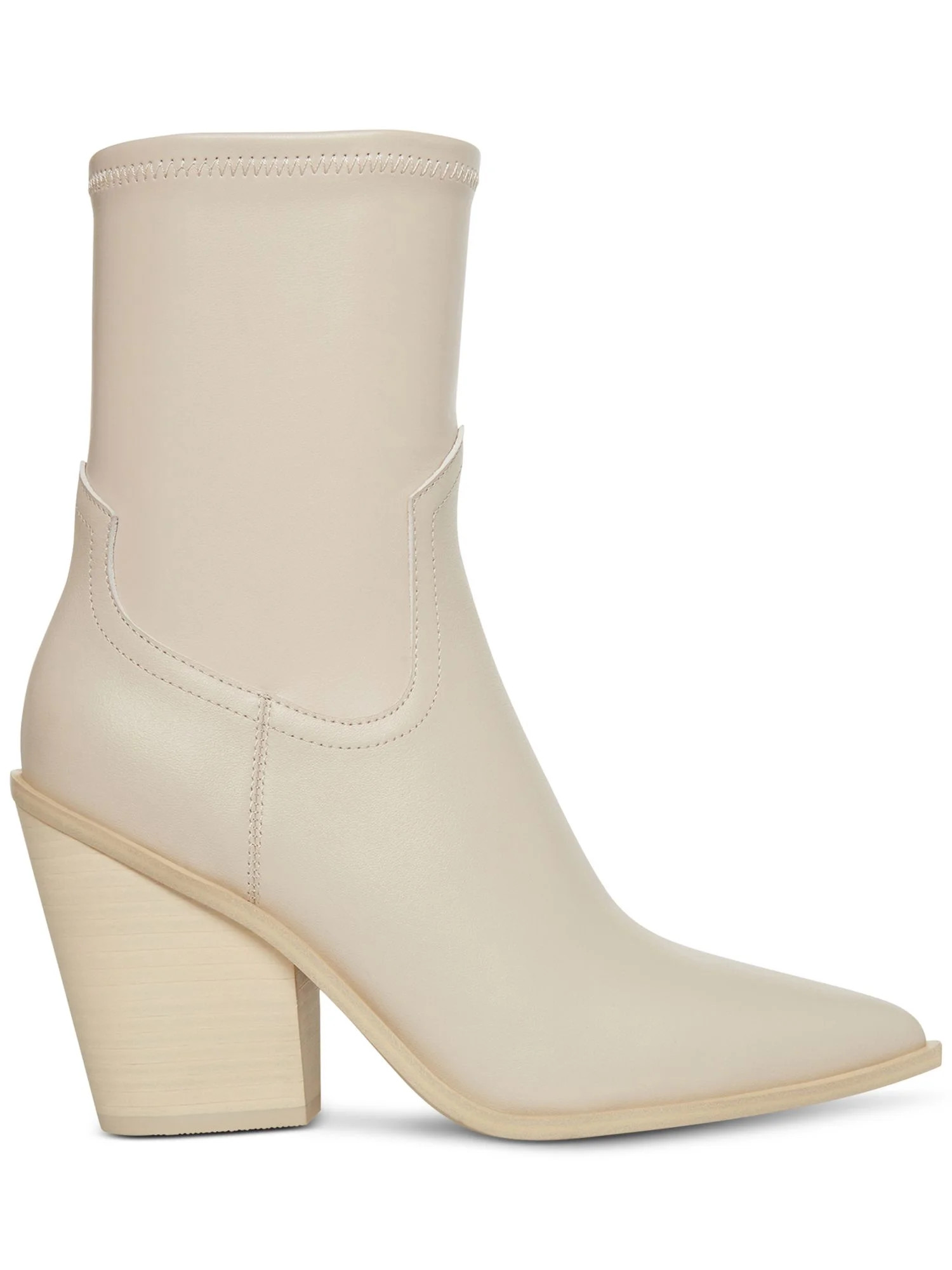 STEVE MADDEN Womens Beige Stretch Thorn Pointed Toe Block Heel Zip-Up Leather Western Boot 9.5 M | Walmart (US)
