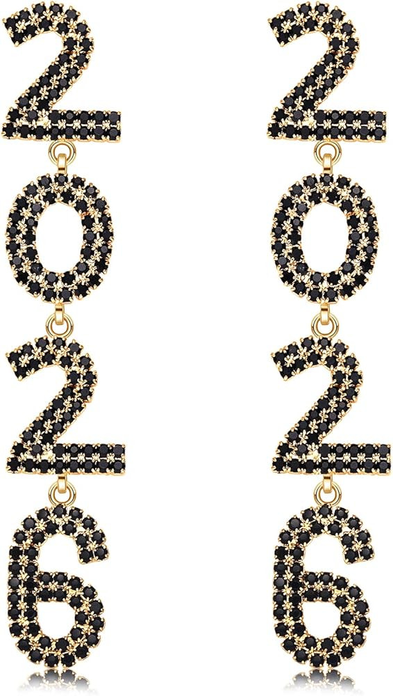 Happy New Year Earrings for Women Beaded Champagne Bottle Glass Earrings Handmade New Year’s Ev... | Amazon (US)