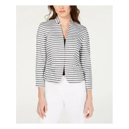 NINE WEST Womens Navy Striped Blazer Jacket Size: 14 | Walmart (US)