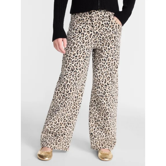 Wonder Nation Girls Crossover Waist Wide Leg Jeans, Sizes 5-18 | Walmart (US)