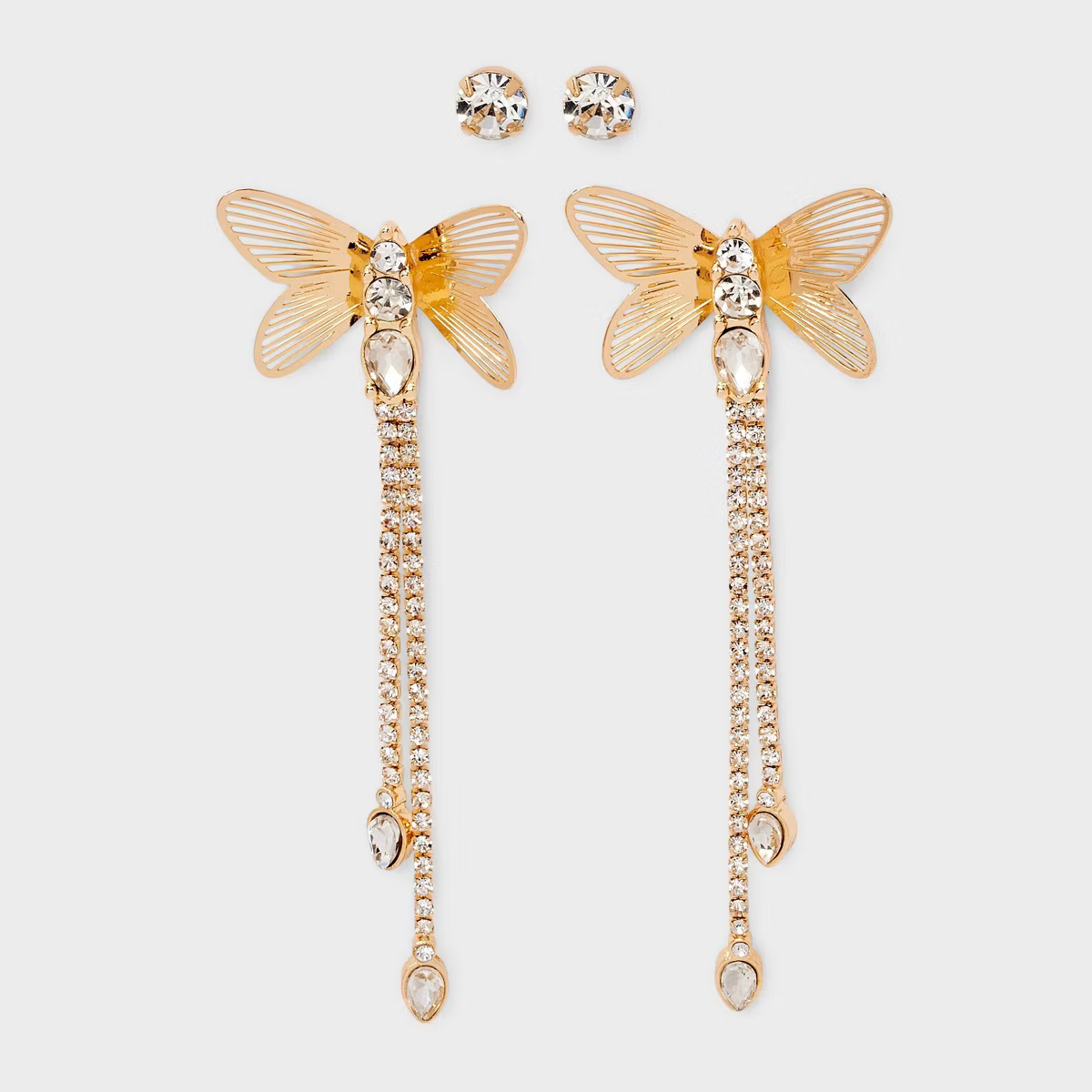 Butterfly Linear and Stud Earring Set 2pc - Wild Fable™ Gold | Target