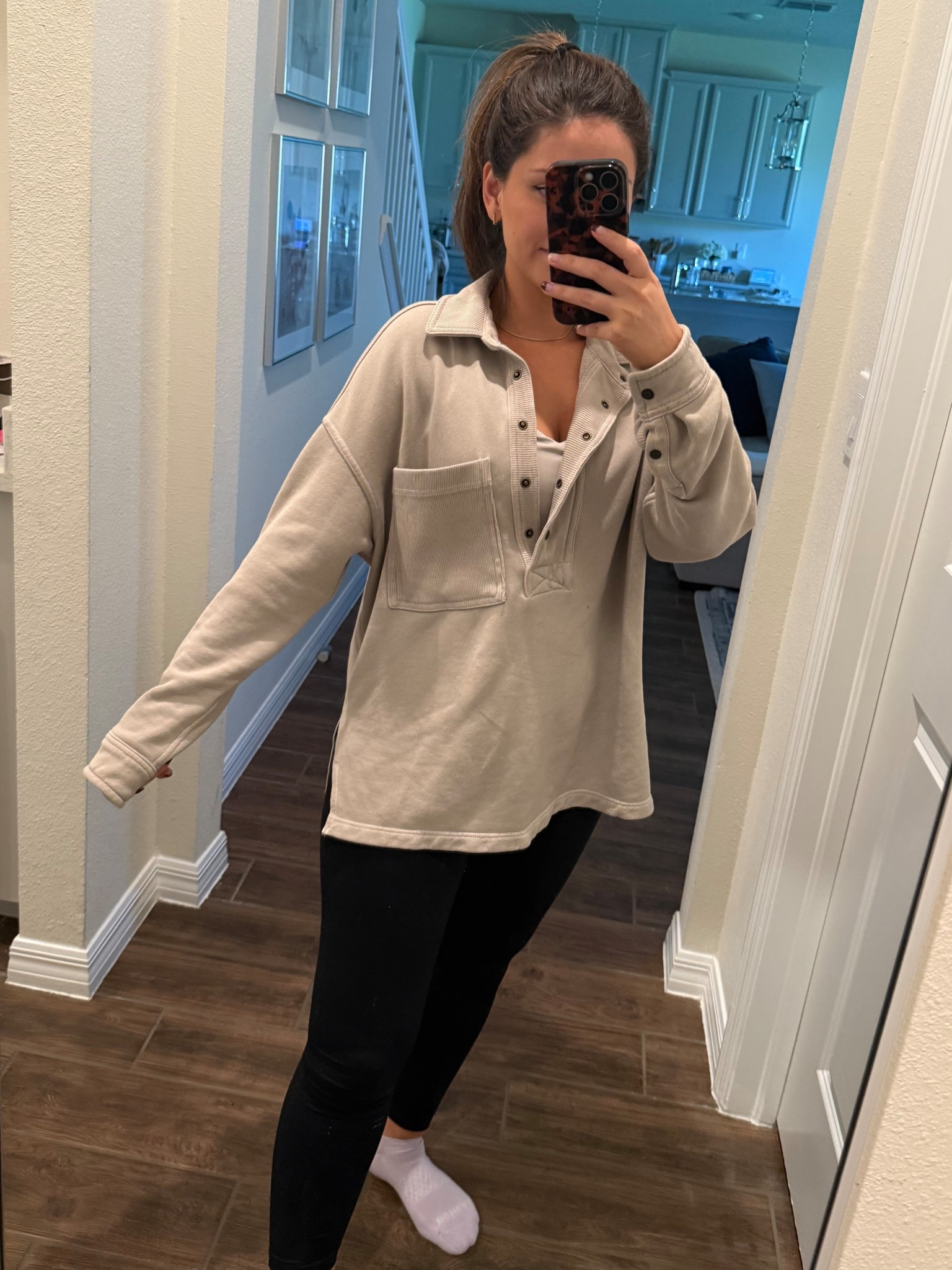 Having a lazy Sunday in one of my favorite sweaters! These are oversized so size down. I’m wearing xsmall