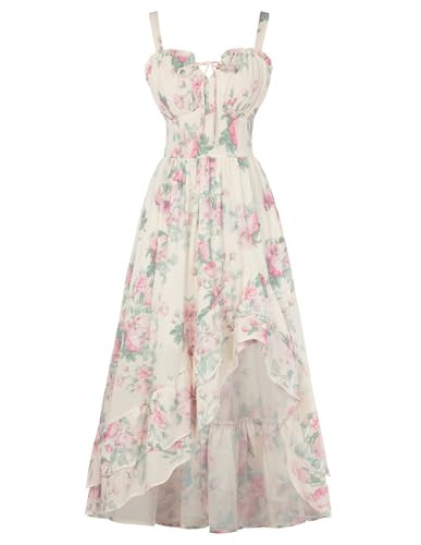 Scarlet Darkness Summer Dresses for Women 2026 Floral Corset Wedding Guest Dress Ruffle Maxi Dress with Pockets | Amazon (US)