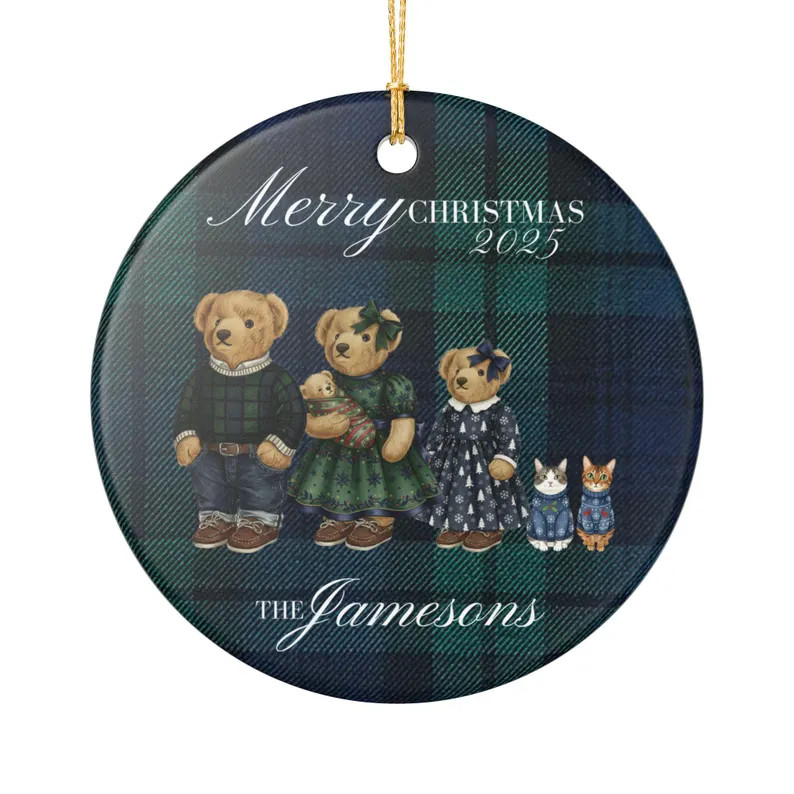 Ralph Lauren Christmas Bear Family Portrait Ornament: Custom Ornament, Vintage Holiday Decor - Et... | Etsy (US)