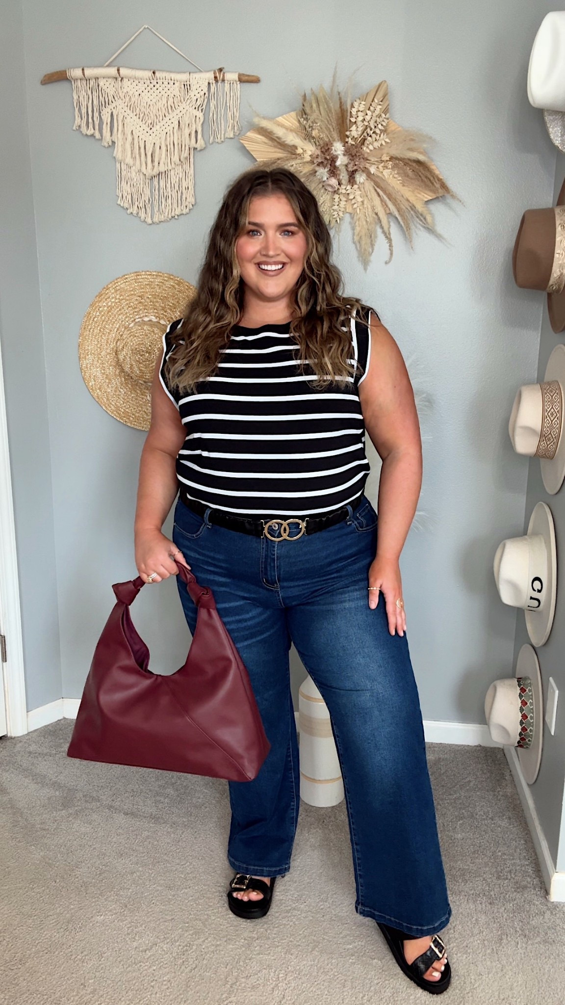 Amazon casual outfit of the day 🍂👜
Striped cap sleeve top, dark wash jeans and sandals. XXL/18 
Everyday style, plus size fashion

#LTKPlusSize #LTKFindsUnder50 #LTKStyleTip