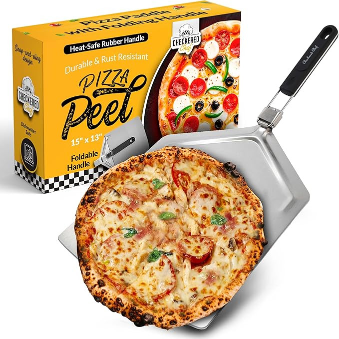 Checkered Chef Pizza Peel - Extra Large, Stainless Steel Metal Pizza Paddle with Folding Handle, ... | Amazon (US)