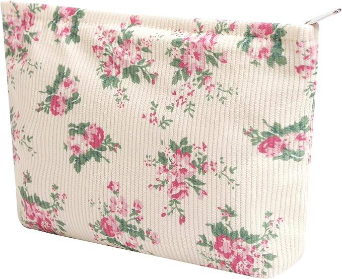 Cosmetic Bags for Women - Corduroy Cosmetic Bag Aesthetic Women Handbags Purses Smile Dots Makeup... | Amazon (US)
