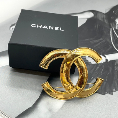 Auth Chanel Large Coco Mark 94P Engraved Gold Brooch W/Box AK080061 | eBay | eBay US