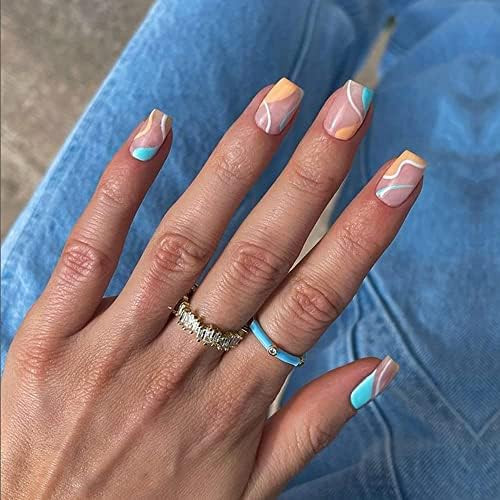 KXAMELIE Glossy Short Press on Nails Coffin Square Cute Nails,2022 Trendy Fake Nails for Women Girls | Amazon (CA)