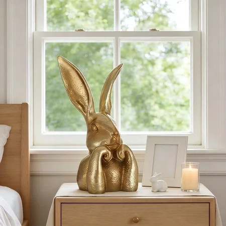 FYHALE Gold Bunny Statue Vintage Spring Rabbits Easter Decor Resin Table Centerpiece For Home Indoor Elegant Easter Sculpture Figurine Collectible Gift Holiday | Walmart (US)
