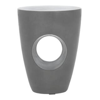 Aishi Dark Gray Round Stone Indoor/Outdoor Accent Table | The Home Depot