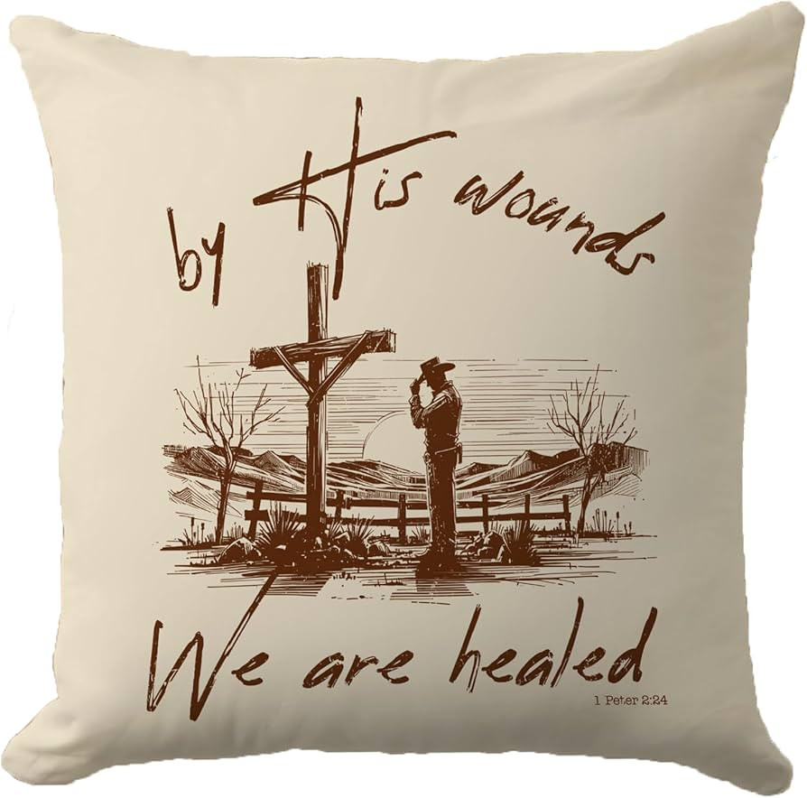 Vintage Easter Pillow Cover 18x18 Inch – Christian Throw Pillow Case with Cross and Cowboy Desi... | Amazon (US)