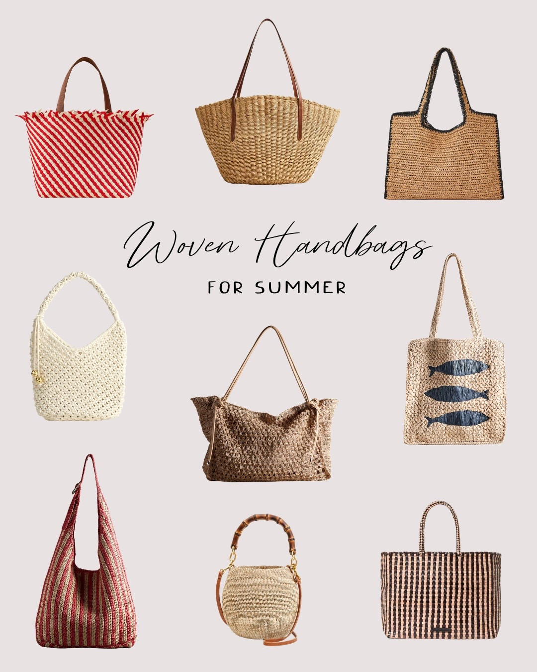 A few of my favorite woven bags for summer! They’re effortlessly chic and the perfect addition to any summer outfit! 

Hand bag tote bag woven bag 

#LTKSummerEdit #LTKStyleTip