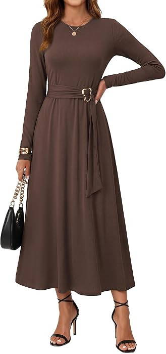 GRACE KARIN 2026 Women's Long Sleeve A-line Modest Midi Dress | Amazon (US)