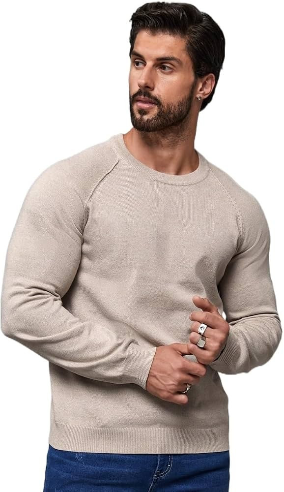 Men's 2023 Casual Crew Neck Sweaters Pullover Men Raglan Sleeve Sweater | Amazon (US)