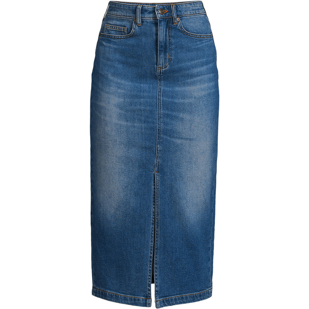 Women's Soft Denim Midi Column Skirt | Lands' End (US)