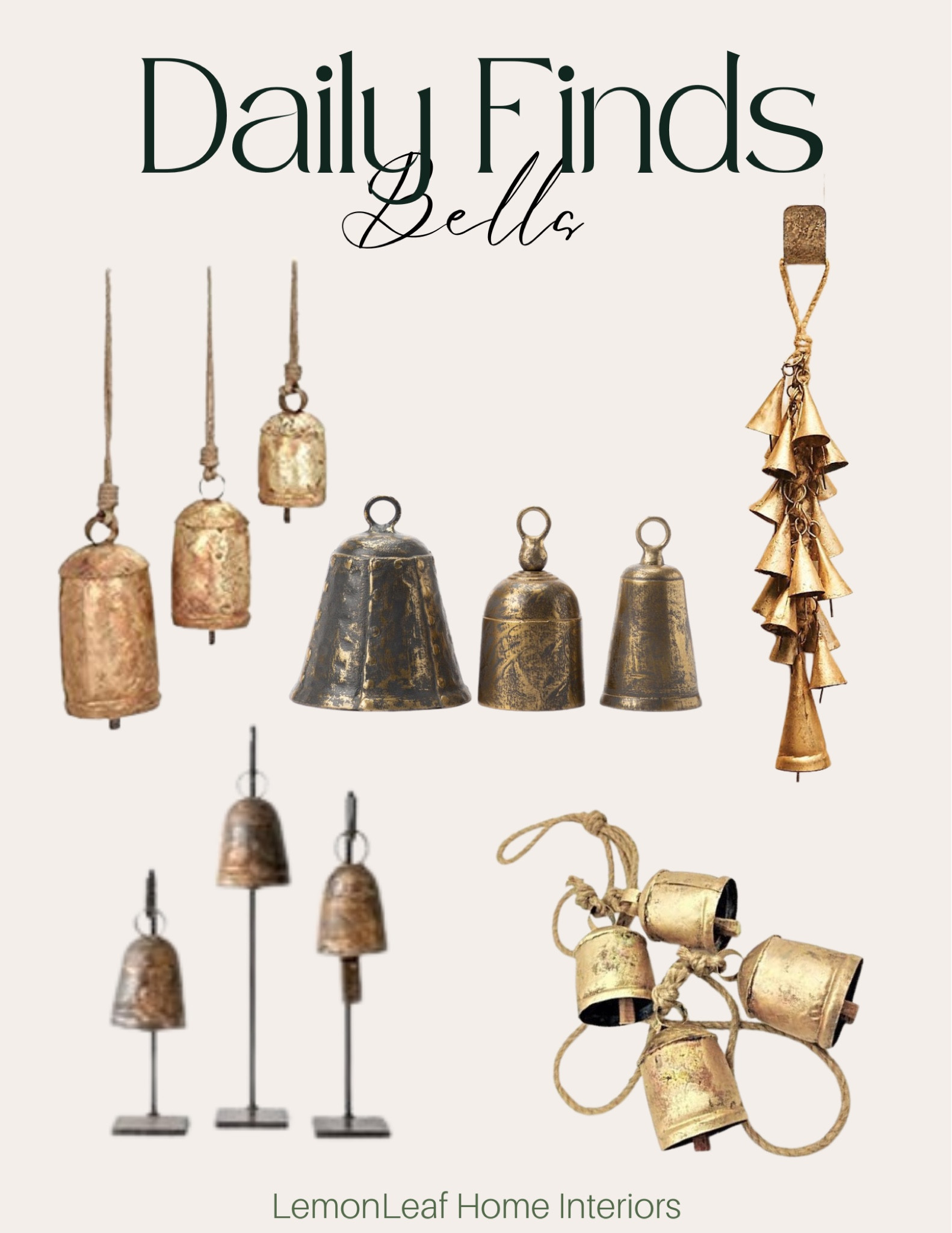 Warm brass bells for beautiful holiday decor

Christmas, Christmas decor, holiday decorations 



#LTKstyletip #LTKhome #LTKHoliday