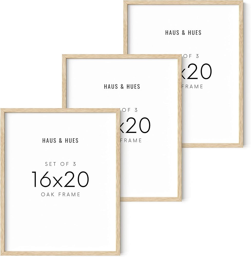 HAUS AND HUES 16"x20" Beige Oak Wood Frames Set of 3 - 16x20 Poster Frames for Wall 16x20 Picture Fr | Amazon (US)