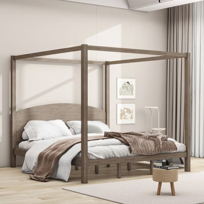 King Size Canopy Platform Bed with Headboard and Support Legs | Target