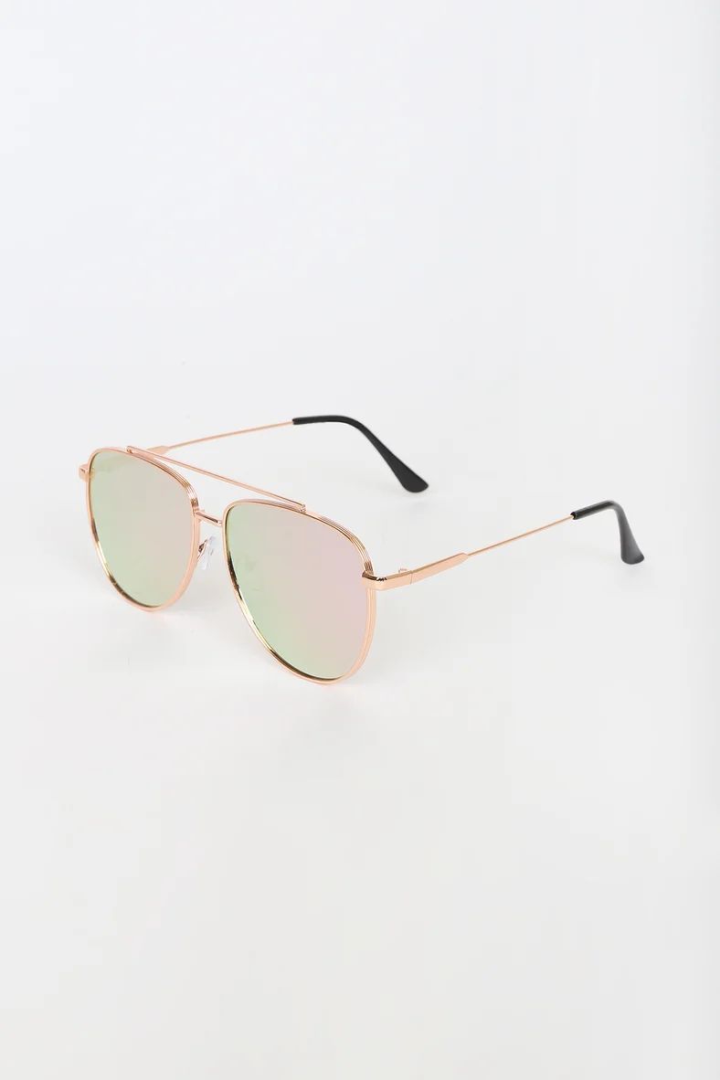 Chiara Rose Gold Mirrored Aviator Sunglasses | Lulus (US)