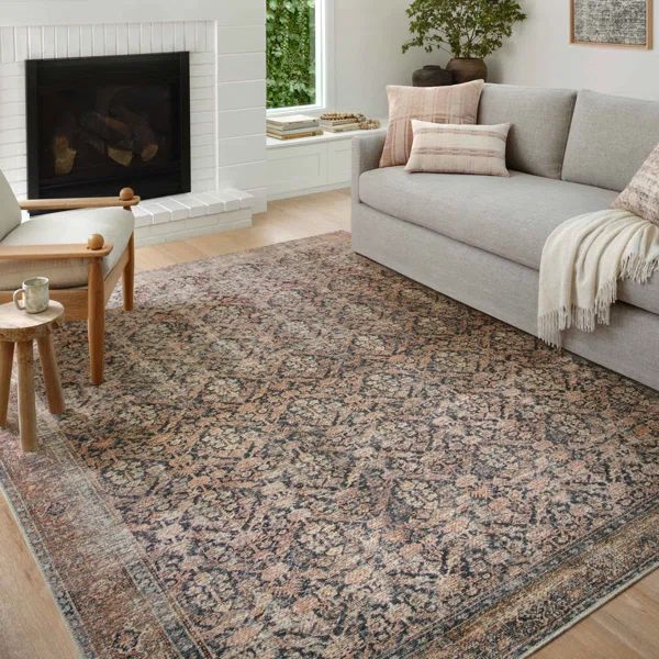 Billie Power Loom Performance Ink / Salmon Rug | Wayfair North America