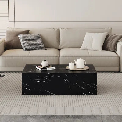 Black Marble Texture MDF Coffee Table - Luxurious Design, Perfect Living Room Accent.Fashion Texture Design Coffee Table, Suitable For Various Situati | Wayfair North America