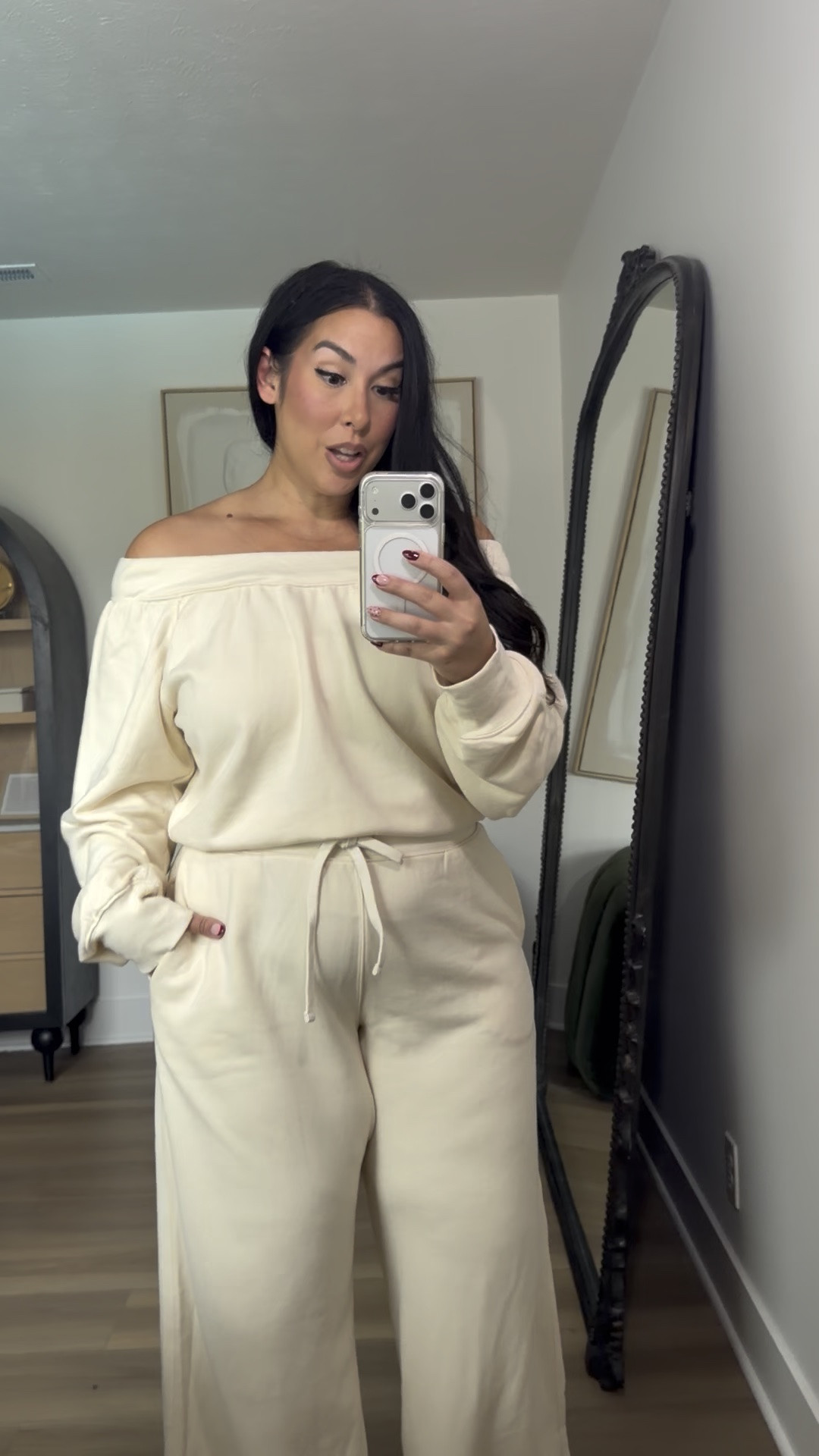 Curvy girl friendly fall matching loungewear! Love the off the shoulder top! Wearing an XL! Use code: BONNIE40 @vici, fall style, fall loungewear, matching set, fall dresses 

 #LTKSeasonal #LTKMidsize