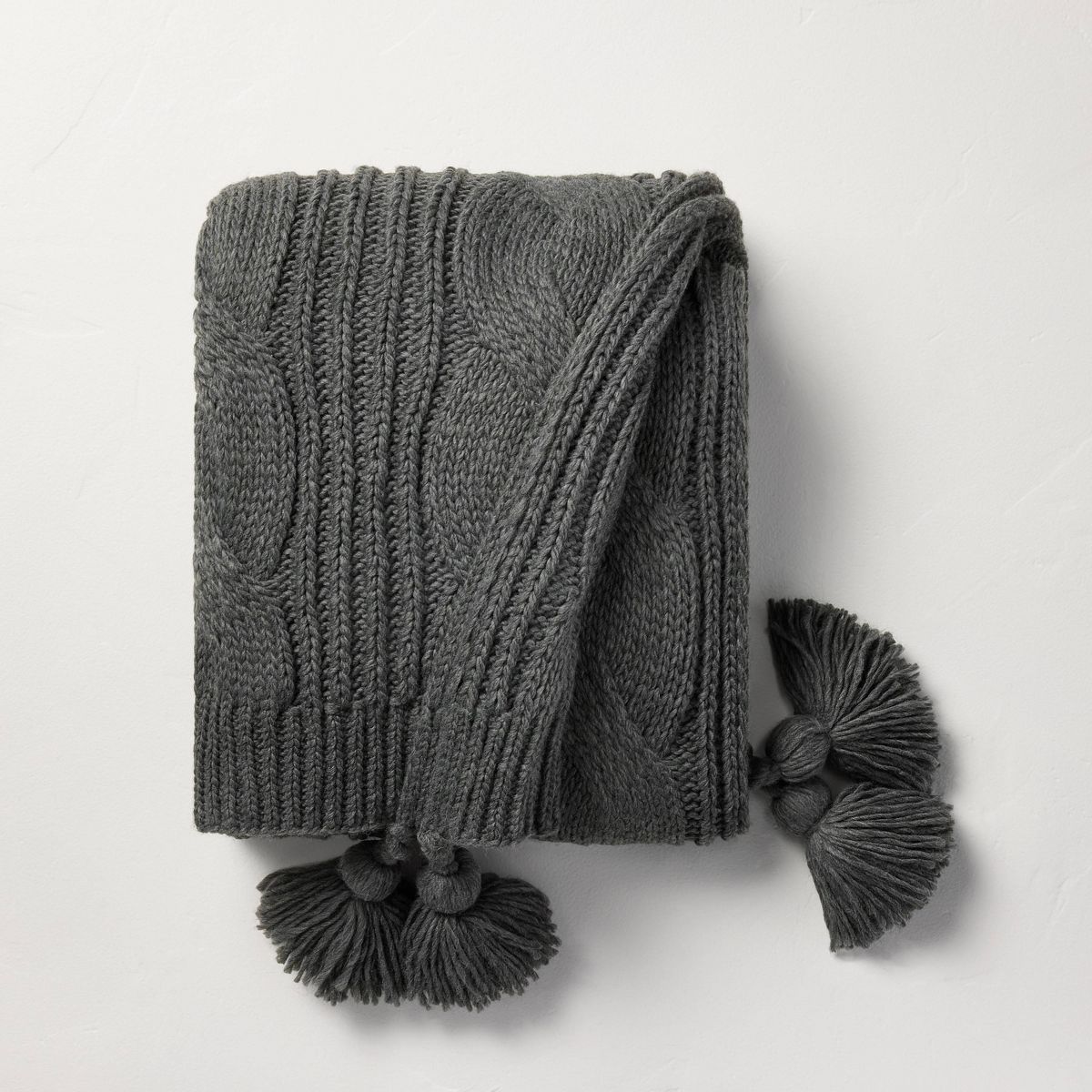 Chunky Cable Knit Throw Blanket Dark Gray - Hearth & Hand™ with Magnolia | Target