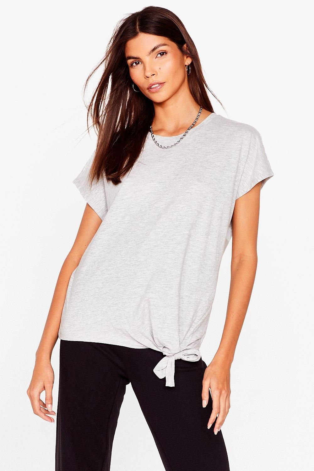 Womens Up to Knot Good Tie Hem Tee - Grey | NastyGal (US & CA)