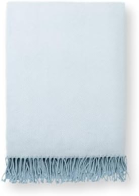 Hofdeco Premium Coastal Decorative Throw Blanket for Patio Couch Sofa, Baby Blue Herringbone with... | Amazon (US)