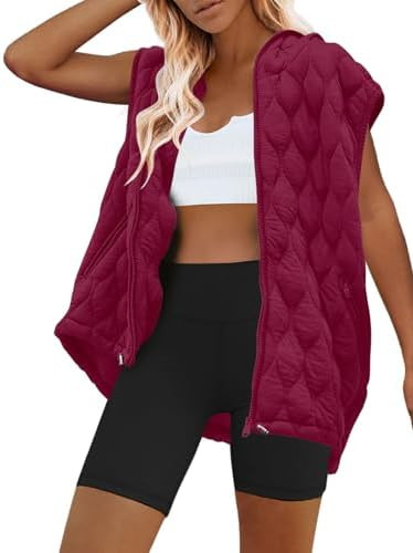 SENSERISE Womens Oversized Puffer Vest Sleeveless Quilted Jacket Zip Up Hooded Puffy Vest Winter ... | Amazon (US)