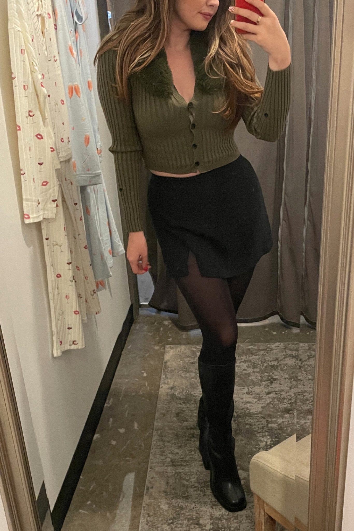 Collared sweater outfit for winter ❄️ Skort: Steve Madden | Boots: Target | Tights: Revolve | Similar sweater: SHEIN 

#LTKstyletip #LTKHoliday #LTKfindsunder100
