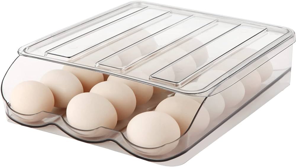 MesRosa Egg Holder for Refrigerator, Automatically Rolling Egg Storage Container for Refrigerator... | Amazon (US)