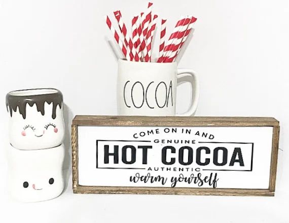 Hot cocoa sign,cocoa bar decor, cocoa sign, coffee bar, tiered tray decor, rae Dunn decor, hot ch... | Etsy (US)