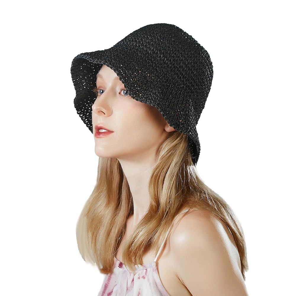 Floppy Straw Sun Hat Foldable Hand-Woven Crochet Straw Hats Outdoor Summer Beach Headwear for Wom... | Amazon (US)