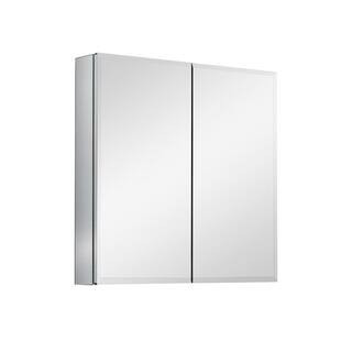 30 in. W x 26 in. H Rectangular Aluminum Medicine Cabinet with Mirror and Adjustable Glass Shelves | The Home Depot