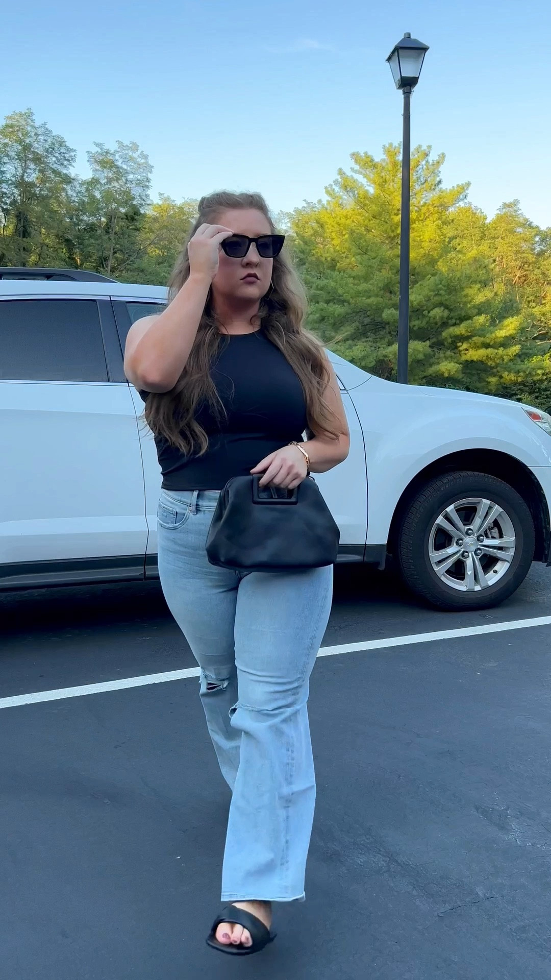Every single thing I’m wearing is on major sale today! Getting more into wide leg jeans - I’m wearing the 12S in these! If you’re looking for a date night outfit, brunch fit, really just about anything - this one’s perfect! 

#LTKcurves #LTKunder100 #LTKsalealert