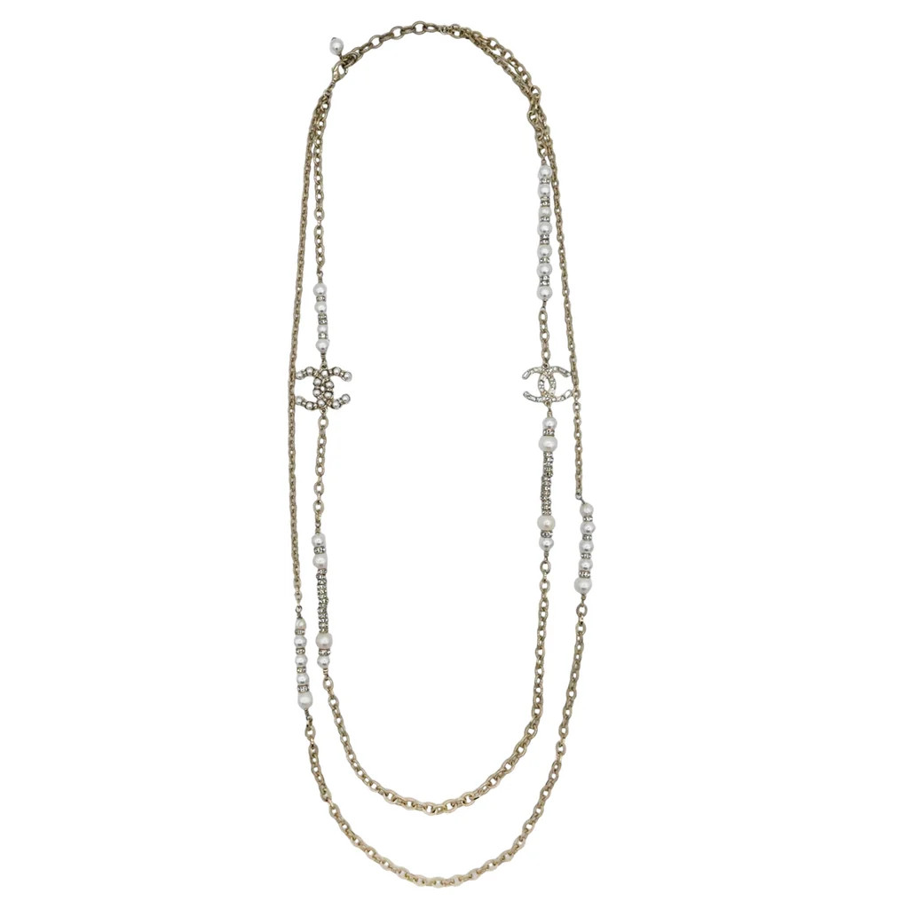 Faux Pearl & Crystal CC Necklace Used | Clotheshorse Anonymous