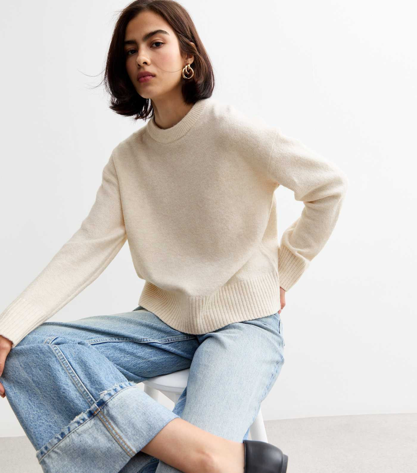 Off White Soft Knit Crew Neck Jumper  | New Look | New Look (UK)