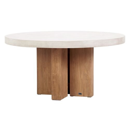 Ethel Teak Outdoor 60" Dining Table, White Concrete | One Kings Lane