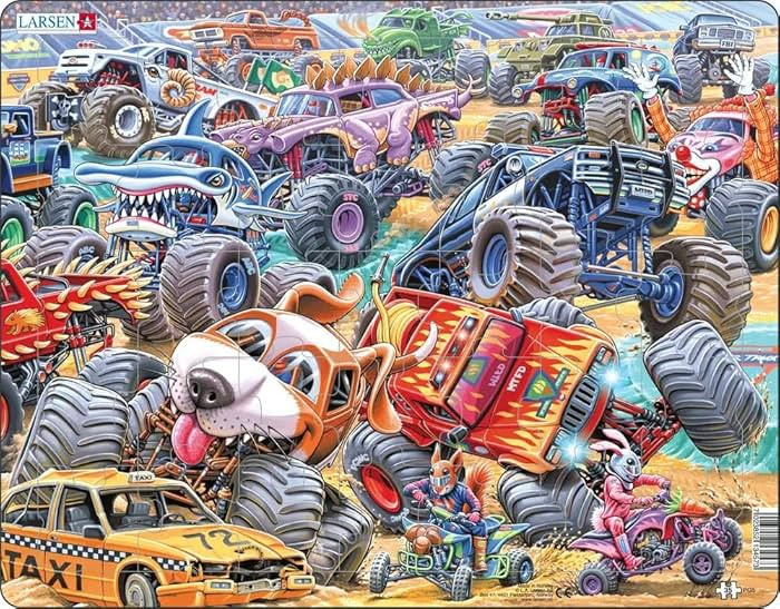 Larsen Puzzles Monster Truck Race 35 Piece Children's Jigsaw Puzzle | Amazon (US)