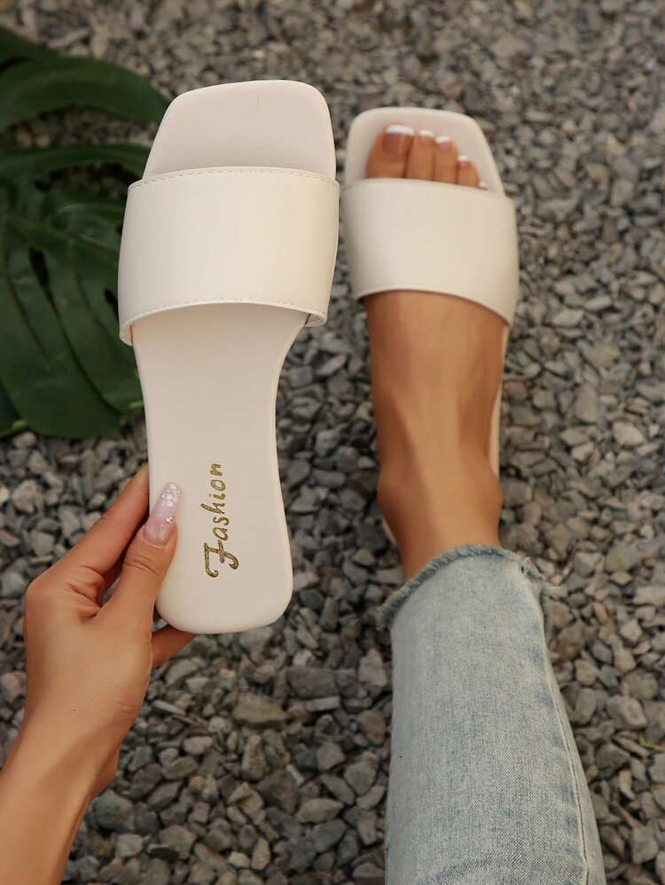 White Slide Sandals | SHEIN