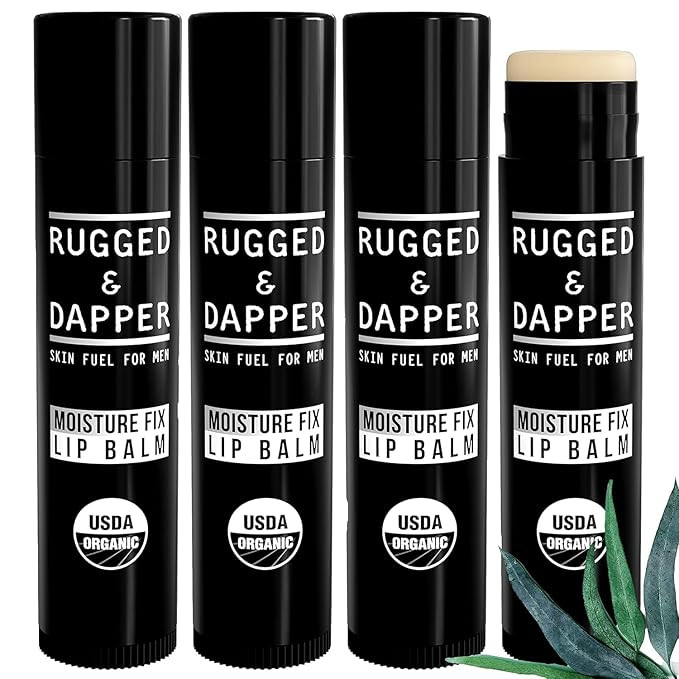 RUGGED & DAPPER Lip Balm for Men | Certified Organic + Natural Ingredients | 4-Pack Set Protects ... | Amazon (US)