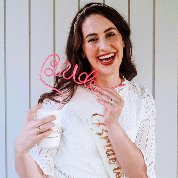 Bride Straw | Silly Straw | LIZZIE FROST | PINK Straws Perfect for Bachelorette Party | Etsy (US)