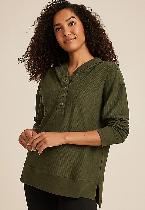 Corded Ribbed Hoodie | Maurices
