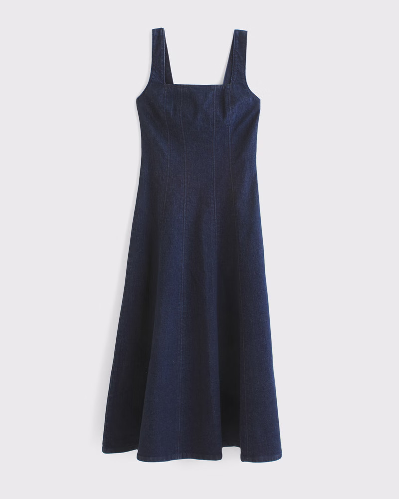 Women's The A&F Mila Denim Midi Dress | Women's Dresses & Jumpsuits | Abercrombie.com | Abercrombie & Fitch (US)