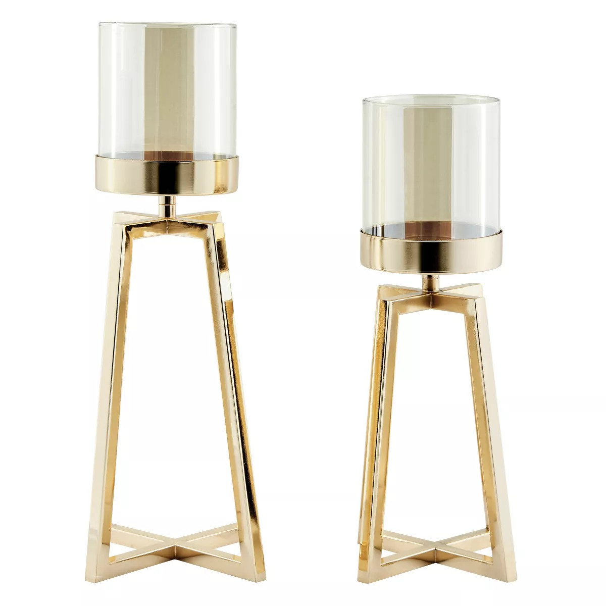 Danya B Maeve Tinted Glass Warm Gold Pedestal Hurricane Candle Holders - Set of 2 | Target