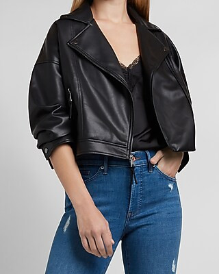 Cropped Vegan Leather Moto Jacket$119.99 marked down from $148.00$148.00 $119.99Select Colors 50%... | Express