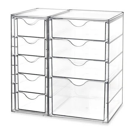 Vtopmart Acrylic Organizer with 9 Drawers, Clear Storage Drawers, Desk Organization and Storage，Organizer Bins for Makeup, Cosmetics, Beauty Supplies | Walmart (US)