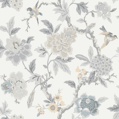 RoomMates Candid Moments Peel & Stick Wallpaper: Removable Botanical Floral, Self-Adhesive, Gray, 28.18 sq ft Coverage | Target